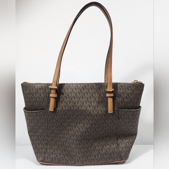 Michael Kors Quinn Med Signature Tote Bag Brown Acorn Excellent Condition - Picture 6 of 12